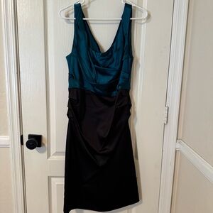 Elegant Teal and Black Dress